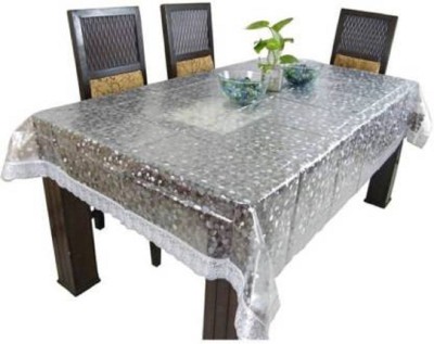 Hot Dealzz Printed 6 Seater Table Cover(Silver, PVC)