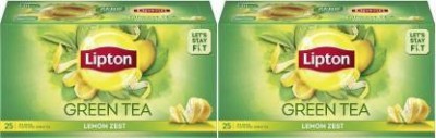 Lipton GREEN TEA LEMON ZEST ALL NATURAL TEA BAGS 25 BAG S X 2 Honey, Lemon Green Tea Bags Box(2 x 25)