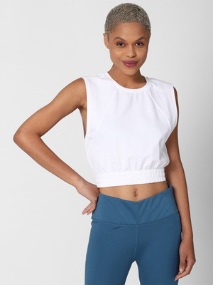 FOREVER 21 Casual Solid Women Grey Top
