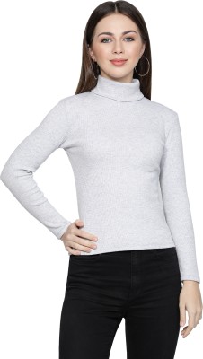 NUEVOSDAMAS Casual Solid Women Grey Top