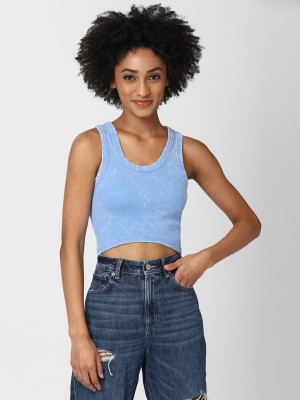 FOREVER 21 Casual Solid Women Blue Top