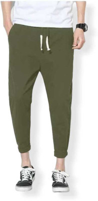 Divdot Solid Men Green Track Pants
