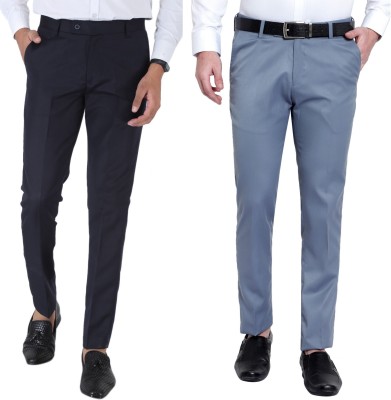 SREY Slim Fit Men Dark Blue Trousers