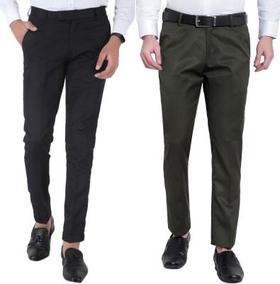 SREY Slim Fit Men Black Trousers