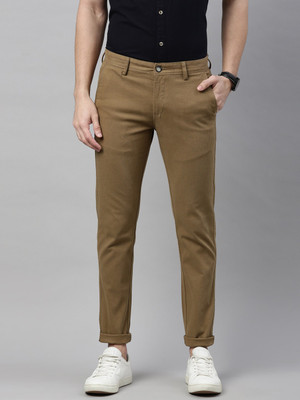 Chennis Slim Fit Men Khaki Trousers