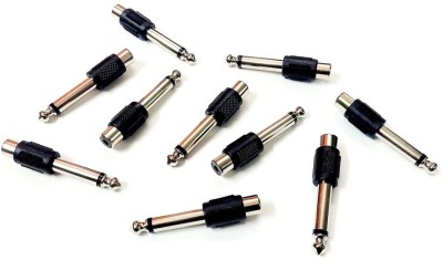 ERHIndia  TV-out Cable (Pack of 10) Mono Male to RCA Connector Female Audio Adapter 1/4inch(Black, For TV)