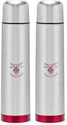 EAGLE Red Sleek 500 ml Flask(Pack of 2, Silver, Steel)