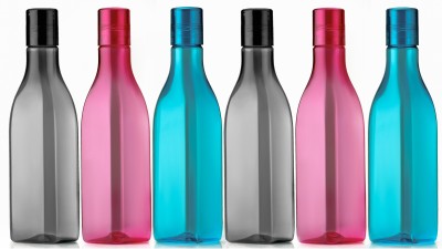 CLOUDHEAD Water Bottle Set for Fridge, Office, Sports, School, Gym, Yoga 1000 ml EACH 1000 ml Bottle(Pack of 6, Multicolor, Plastic)