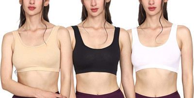 e-b-d-g Women Sports Non Padded Bra(White, Black, Beige)