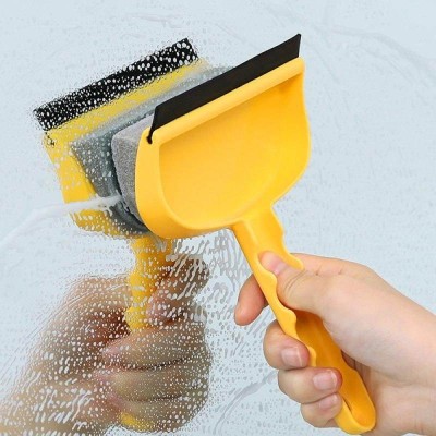 MANIBAM IMPEX 2 in 1 Window Glass Wiper Multi purpose Use For Window Cleaner Brush(Pack Of 1) Sponge Wet and Dry Brush(Yellow, Black)