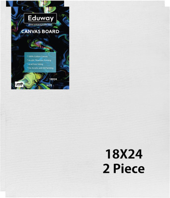 Eduway 18X24 Inch (45x60 cm) Canvas Board, with 4mm MDF Board Backing, for Painting Cotton Medium Grain Primed Canvas Board (Set of 1)(White)