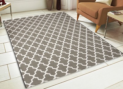 Saral Home Grey Cotton Area Rug(7 ft,  X 5 ft, Rectangle)