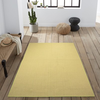 Saral Home Green, White Cotton Carpet(4 ft,  X 6 ft, Rectangle)