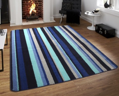 Saral Home Blue Polyester Carpet(5 ft,  X 7 ft, Rectangle)