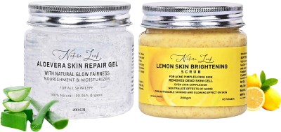 nature leaf combo of Aloe Vera pure Skin Gel (200 gm) and Lemon Skin Brightening Scrub (200 ml)(2 Items in the set)