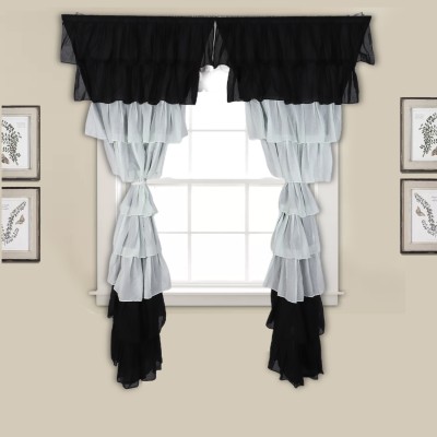 NUEVOSGHAR 213 cm (7 ft) Cotton Semi Transparent Door Curtain Single Curtain(Solid, Black)