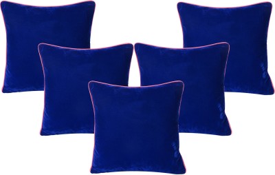 Riara Velvet Cushions Cover(Pack of 5, 25 cm*25 cm, Blue, Pink)