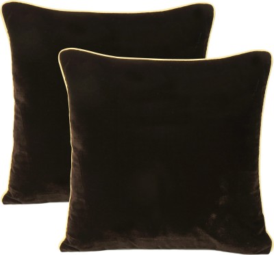 Riara Velvet Cushions Cover(Pack of 2, 25 cm*25 cm, Brown, Gold)