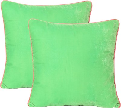 Riara Plain Cushions Cover(Pack of 2, 46 cm*46 cm, Light Green, Pink)