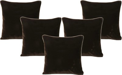 Riara Plain Cushions Cover(Pack of 5, 25 cm*25 cm, Brown, White)