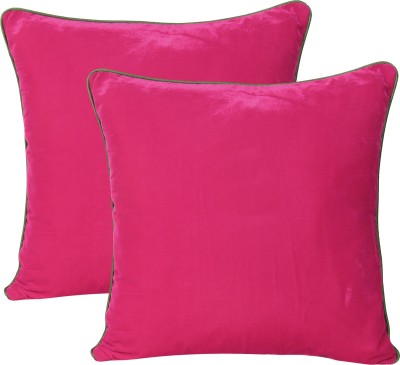 Riara Plain Cushions Cover(Pack of 2, 30 cm*30 cm, Pink, Green)