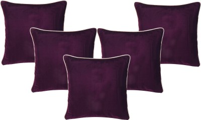 Riara Plain Cushions Cover(Pack of 5, 30 cm*30 cm, Purple, White)