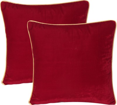 Riara Velvet Cushions Cover(Pack of 2, 20 cm*20 cm, Maroon, Gold)