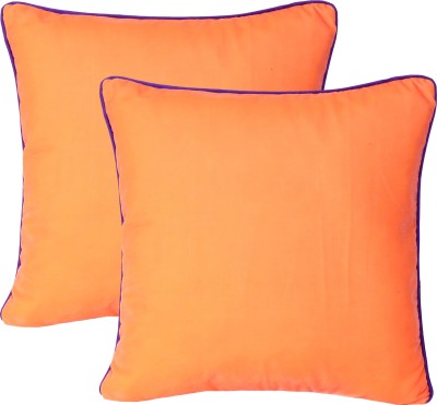 Riara Plain Cushions Cover(Pack of 2, 20 cm*20 cm, Orange, Purple)