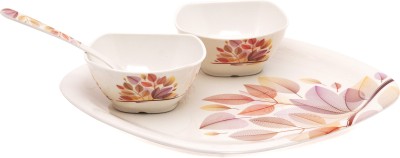 BATANIYA Pack of 4 Melamin Brown Leaves 4 pcs dinner set Dinner Set(Brown, Microwave Safe)