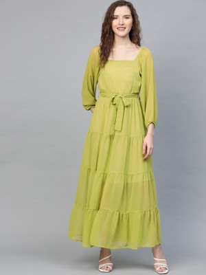 SASSAFRAS Women Maxi Green Dress