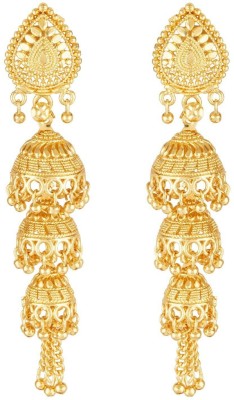 Happy Stoning Gold Plated Designer Shimmring Jhumka Earrings Brass Jhumki Earring