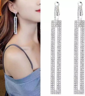 Shining Diva Latest Fancy Stylish Platinum Plated Austrian Crystal Earrings Crystal Alloy Huggie Earring