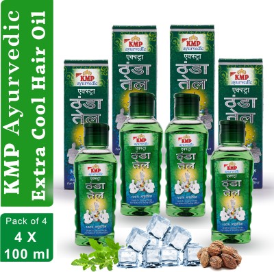 KMP Ayurvedic Extra Cool Hair Oil (100 ml Each Bottle) Pack of 4 Hair Oil(400 ml)