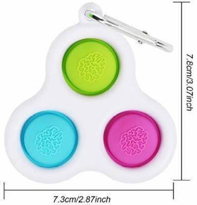 Explorer ™ Simple Dimple Fidget Buttons Pop It Keychain Anxiety Stress Reliever Locking Carabiner(White)