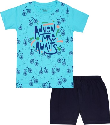 Biffy and Luffy Boys Casual T-shirt Shorts(SkyblueBlack)