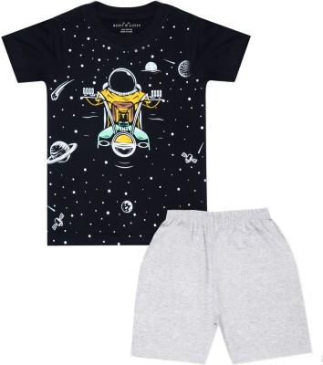 Biffy and Luffy Boys Casual T-shirt Shorts(BlackWhite)