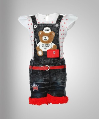 Billion Girls Party(Festive) Top Dungaree(Red, Blue)