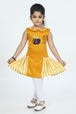 NEW COLLECTIONS Girls Casual Kurta and Leggings Set(Yellow Pack of 1)
