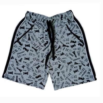 Ticoss Short For Boys Casual Printed Cotton Blend(Grey, Pack of 1)