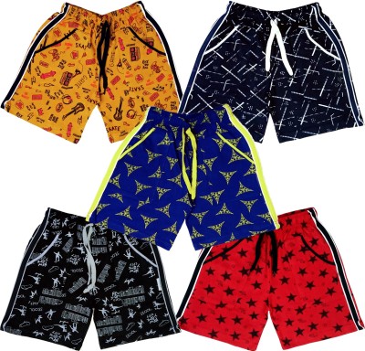ATLANS Short For Boys & Girls Casual Printed Cotton Blend(Multicolor, Pack of 5)