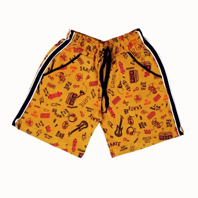 ATLANS Short For Boys & Girls Sports Printed Cotton Blend(Yellow, Pack of 2)