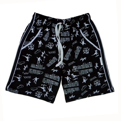 Ticoss Short For Boys Casual Printed Cotton Blend(Black, Pack of 1)