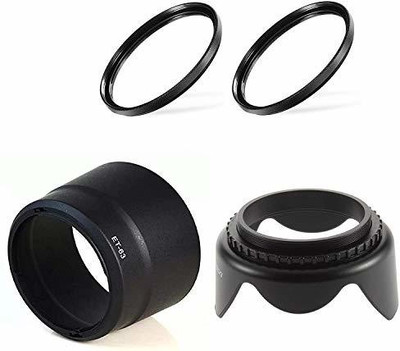 MILLETS Combo ET63 Flower Lens Hood & 58mm & 2pcs 58mm UV Lens Filter Camera Lens  Lens Hood(58 mm, Black)