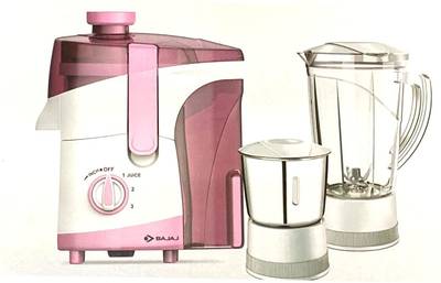 BAJAJ JX 20 (410701) With Shock proof abs body JMG 800 Juicer Mixer Grinder (2 Jars, White & Pink)
