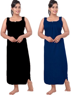 UNIQUE COLLECTONS Women Nighty(Black, Blue)