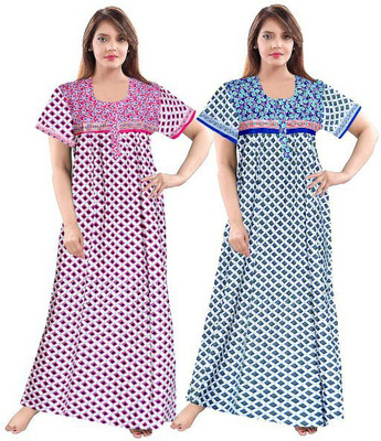 SILVER ORGANISATION Women Nighty(Pink, Blue)