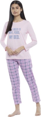 Dreamz by Pantaloons Women Printed Pink Top & Pyjama Set