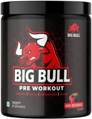 Big Bull Pre-Workout Supplement Powerful Drink for Men & Women (30 Servings, 195g) Protein Shake(195 g, Mix Berries)