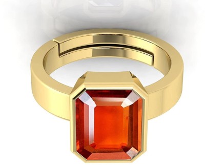 Sidharth Gems 14.25 Ratti /13.00 Carat Certified Natural Gemstone Gomed Hessonite Stone Brass Garnet Gold Plated Ring