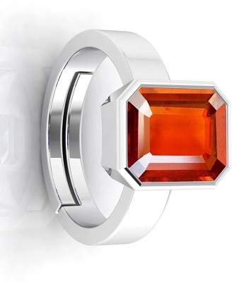 Sidharth Gems 11.25 Ratti / 10.00 Carat Natural Hessonite Gomed Loose Gemstone Silver Plated Brass Garnet Silver Plated Ring